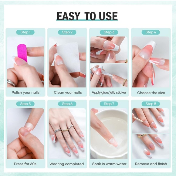 BUNDLE ANY 3 FOR $25 Abstract Design Black/Nude color - Press on Gel Nails 💅 - Picture 5 of 6